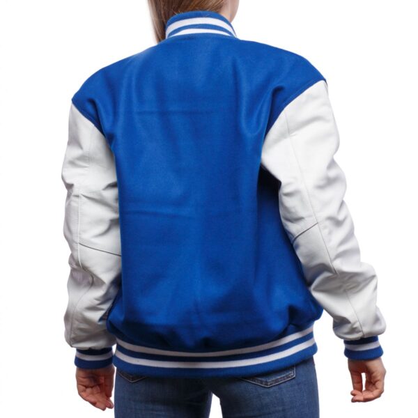 Elegant Women's Royal Blue & White Letterman Jacket