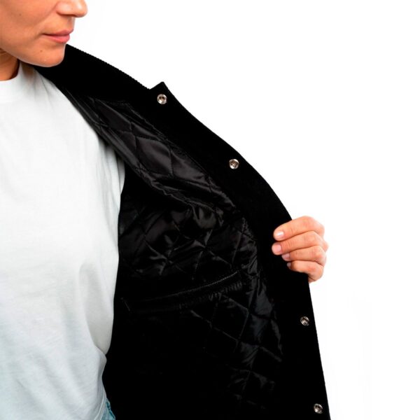 Midnight Monarch: Letterman Jacket in Black Wool and Leather