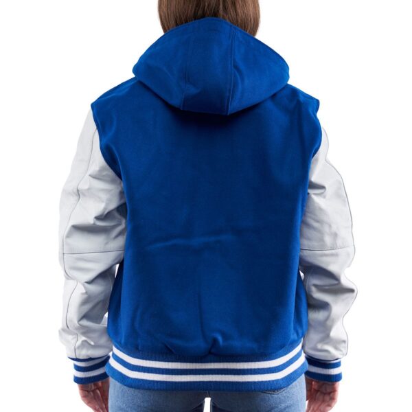 Vibrant Hooded Royal Blue & White Letterman Jacket