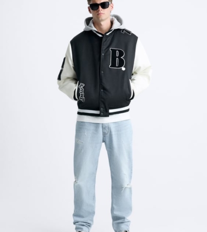 HOODED BOMBER JACKET - VARSITY JACKE