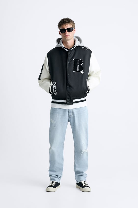 HOODED BOMBER JACKET - VARSITY JACKE