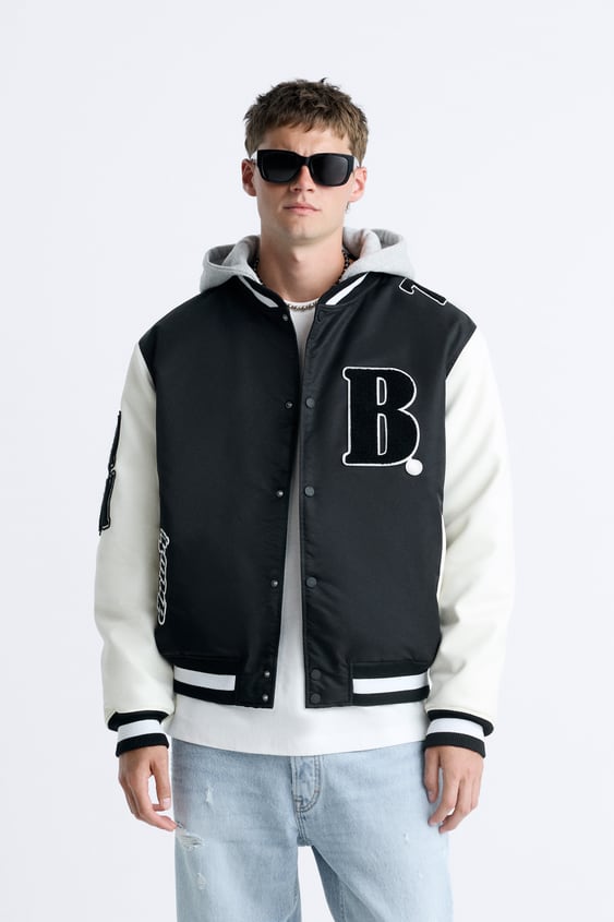 HOODED BOMBER JACKET - VARSITY JACKE