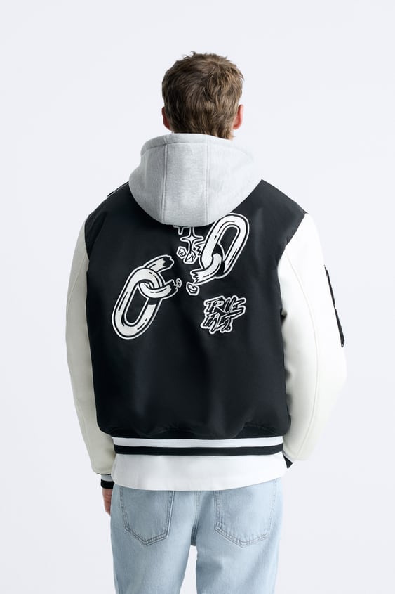 HOODED BOMBER JACKET - VARSITY JACKE