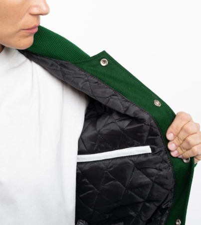 Vibrant Green & Crisp White Letterman Jacket