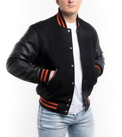 Classic Style, Orange Lines -Varsity jacket