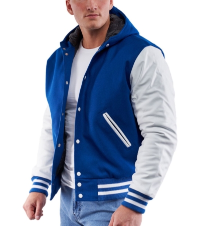 men's Varsity Jacket Royal Wool Hoodie