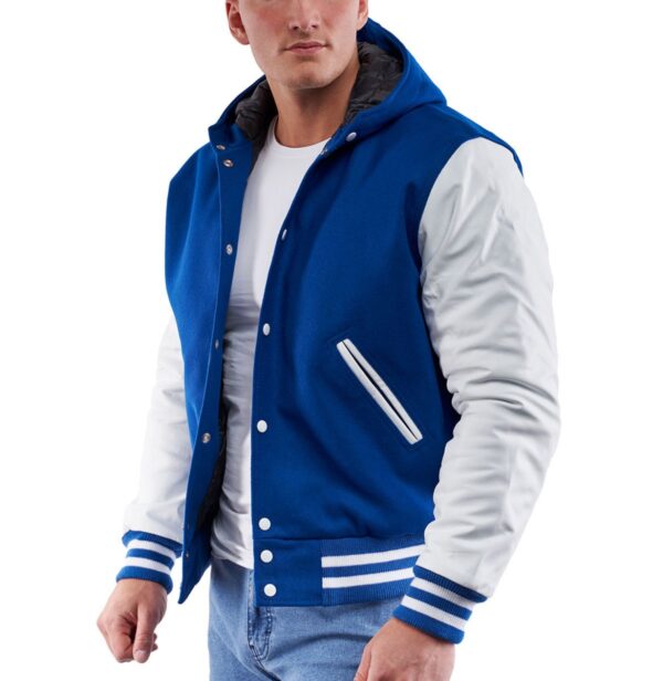 men's Varsity Jacket Royal Wool Hoodie