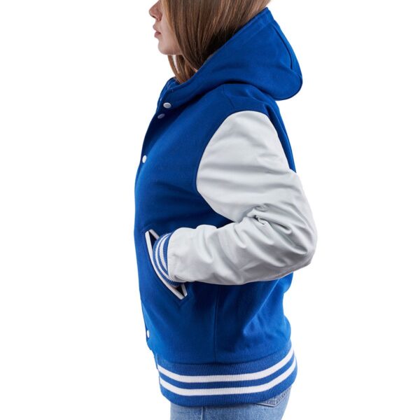 Vibrant Hooded Royal Blue & White Letterman Jacket