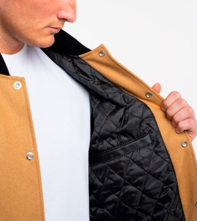 Varsity Jacket: Wool Body & Leather Sleeves Letterman Coat