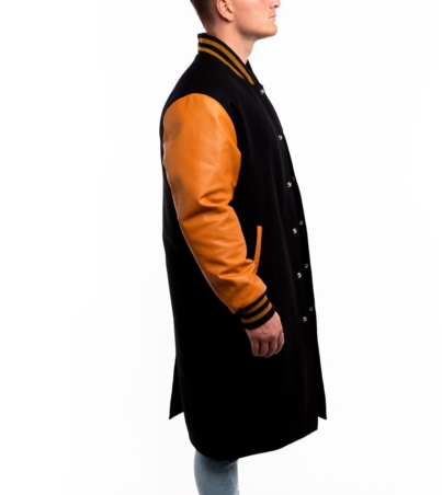 Varsity Jacket Wool Black Gold Sleeves