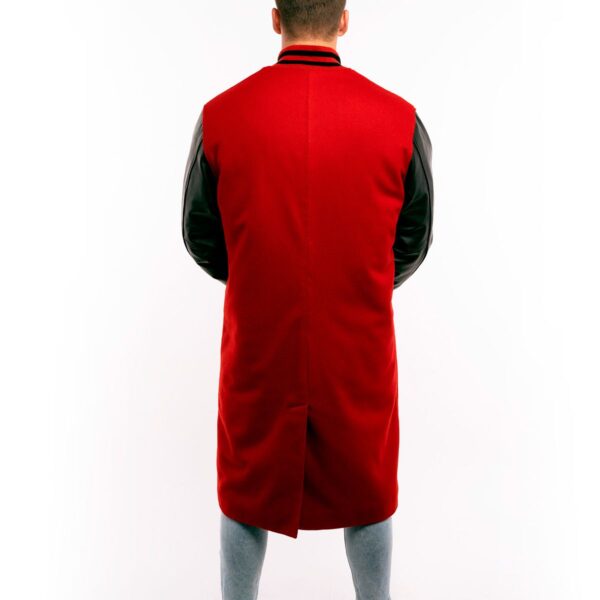 Varsity Jacket Scarlet Wool-Leather Sleeves Coat