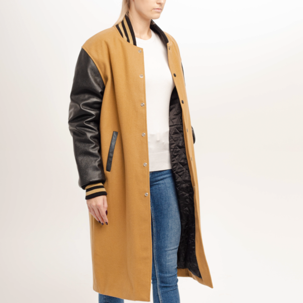 Contrast Classic Camel and Black Letterman Coat