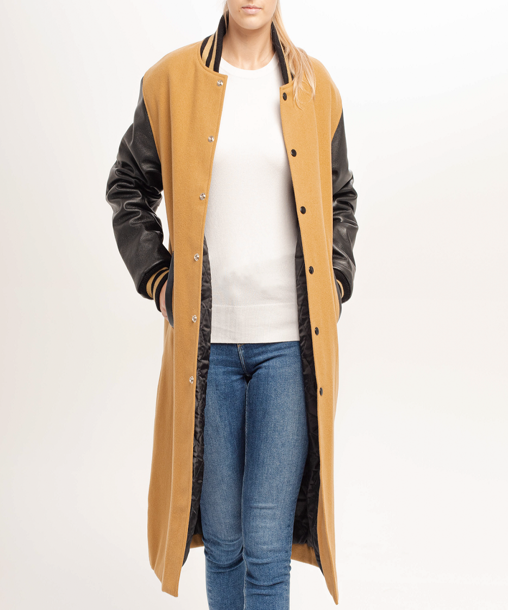 Contrast Classic Camel and Black Letterman Coat