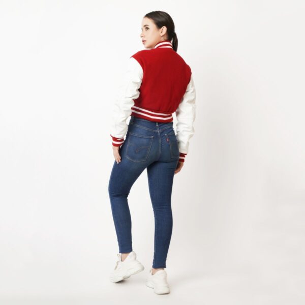 Crimson Crop Top Letterman Jacket