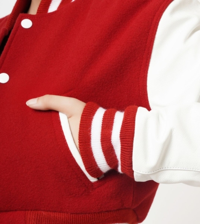 Crimson Crop Top Letterman Jacket