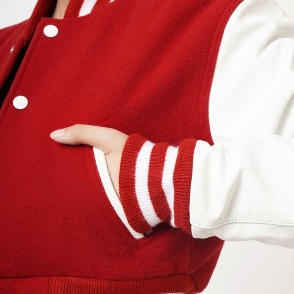 Crimson Crop Top Letterman Jacket