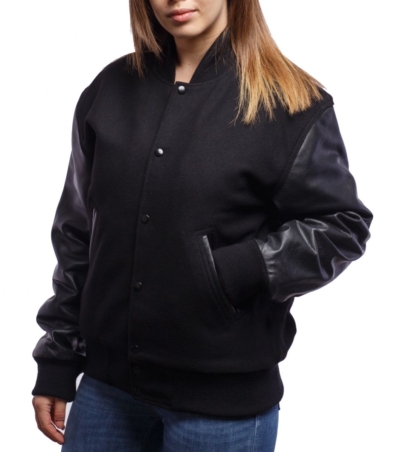 Sleek Monochrome Letterman Jacket