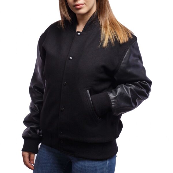 Sleek Monochrome Letterman Jacket