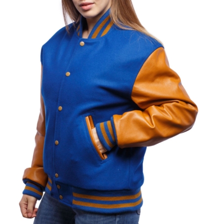 Classic Royal Blue & Vintage Gold Letterman Jacket