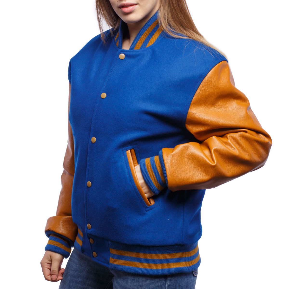 Classic Royal Blue & Vintage Gold Letterman Jacket