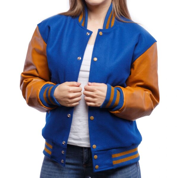 Classic Royal Blue & Vintage Gold Letterman Jacket