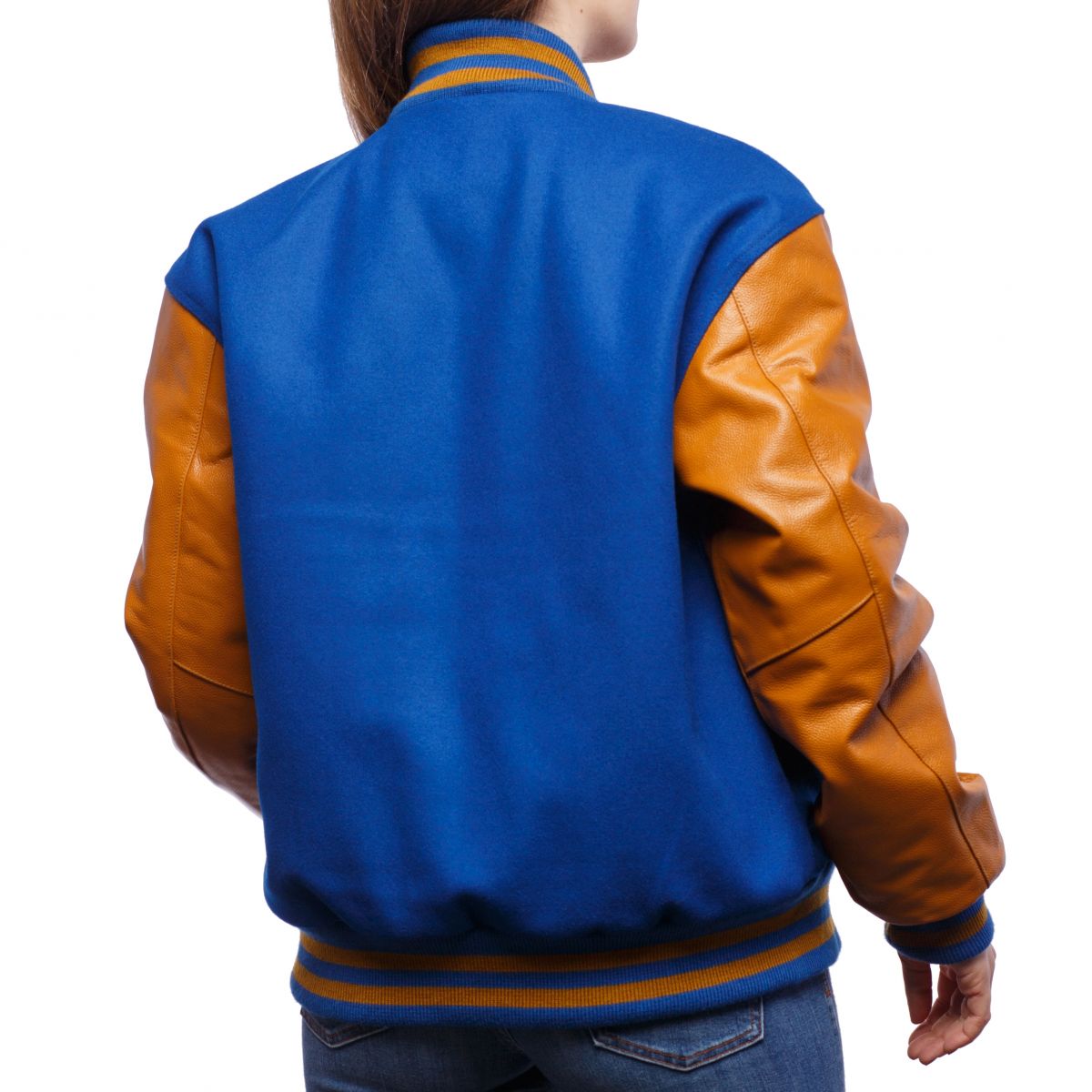 Classic Royal Blue & Vintage Gold Letterman Jacket