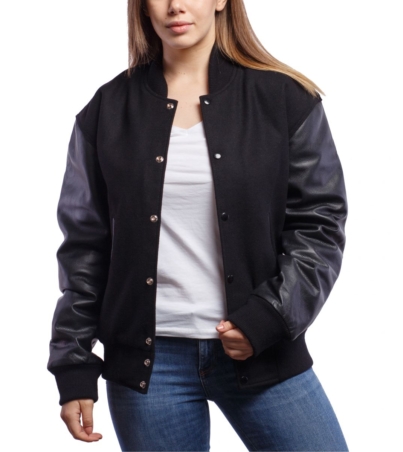 Sleek Monochrome Letterman Jacket