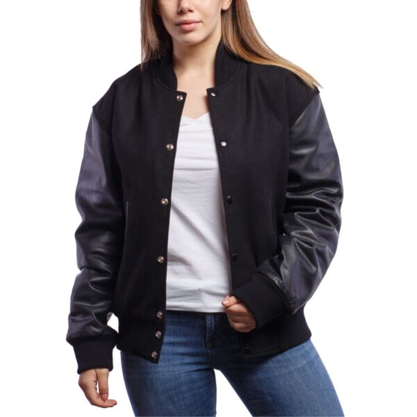 Sleek Monochrome Letterman Jacket