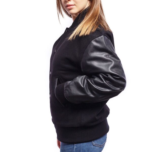 Sleek Monochrome Letterman Jacket