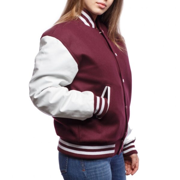 Elegant Maroon & Crisp White Letterman Jacket