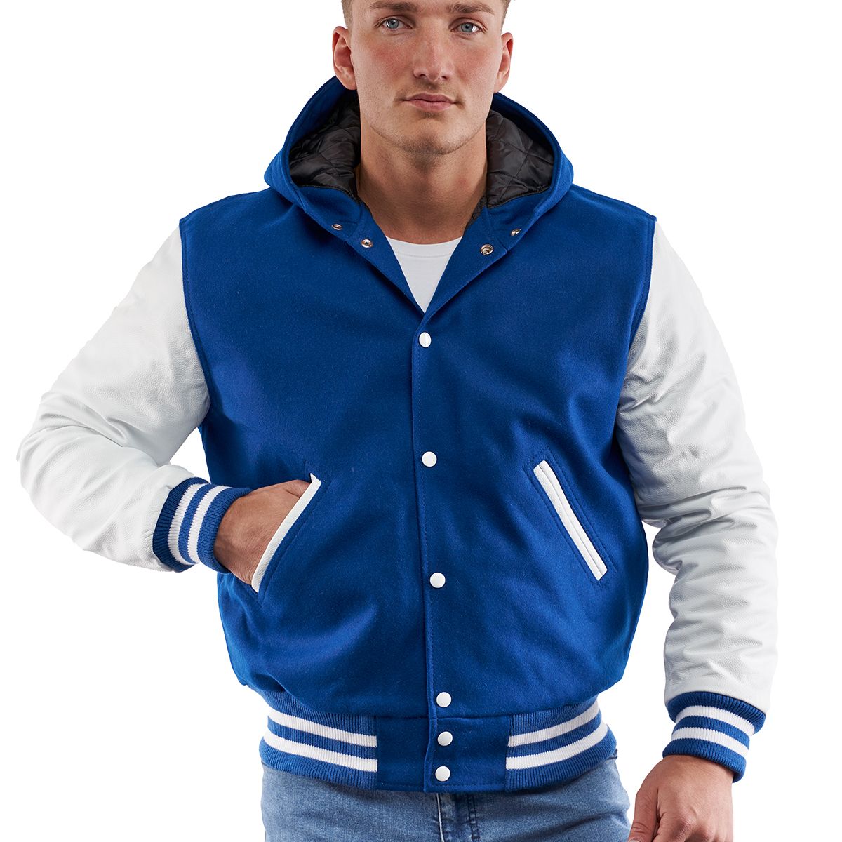 men's Varsity Jacket Royal Wool Hoodie