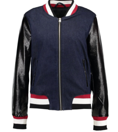 Premium Denim and Leather Varsity Jacket