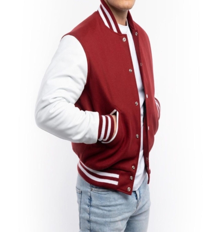 Classic Letterman Design varsity jacket - Cardinal Red & White