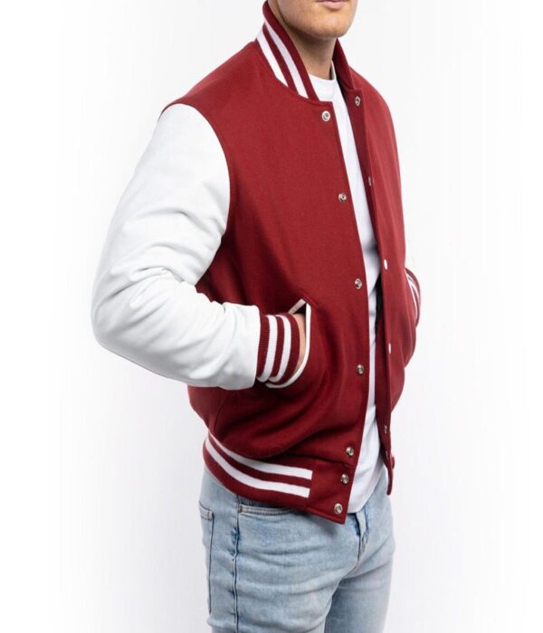 Classic Letterman Design varsity jacket - Cardinal Red & White