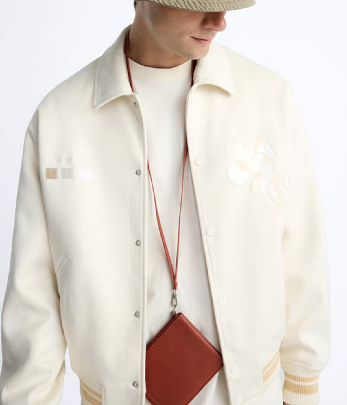 Varsity Jacket Embroidered Faux Suede