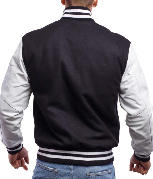 Men's Letterman Style Jacket in Black and White by Varsity