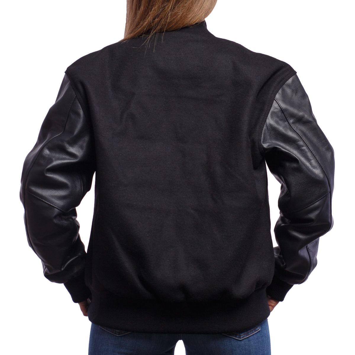 Sleek Monochrome Letterman Jacket