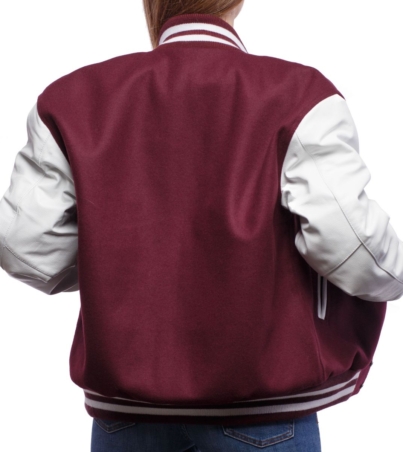 Elegant Maroon & Crisp White Letterman Jacket