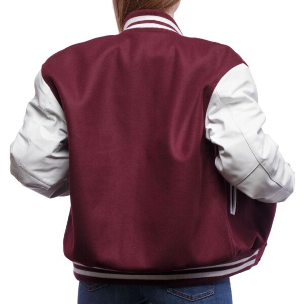 Elegant Maroon & Crisp White Letterman Jacket