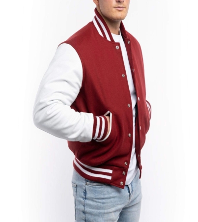 Classic Letterman Design varsity jacket - Cardinal Red & White