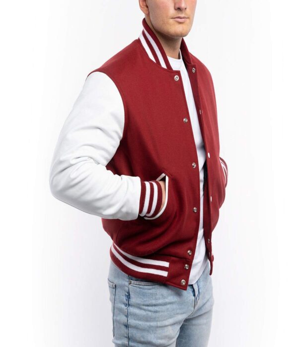 Classic Letterman Design varsity jacket - Cardinal Red & White