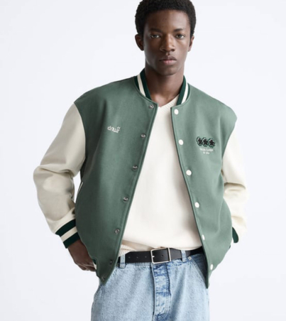 Stylish Patched Bomber Varsity Jacket