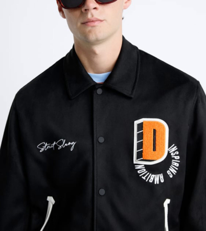 Varsity Jacket Faux Suede Embroidered