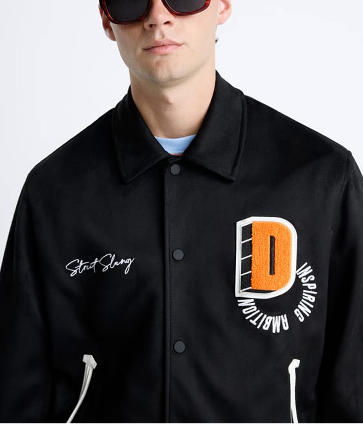 Varsity Jacket Faux Suede Embroidered