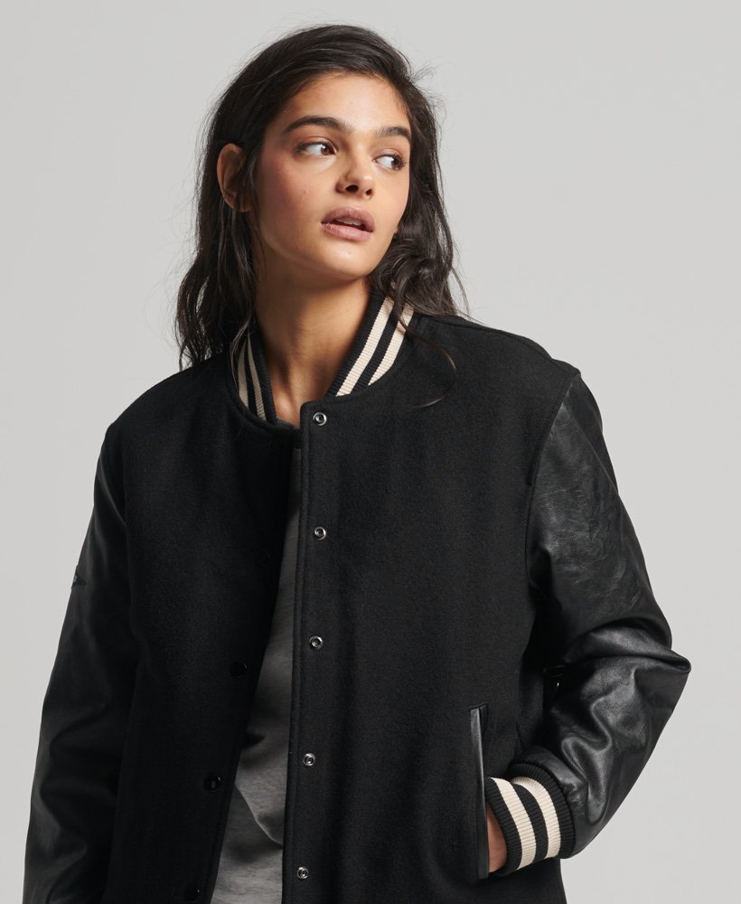 Elegant Satin College Bomber Jacket