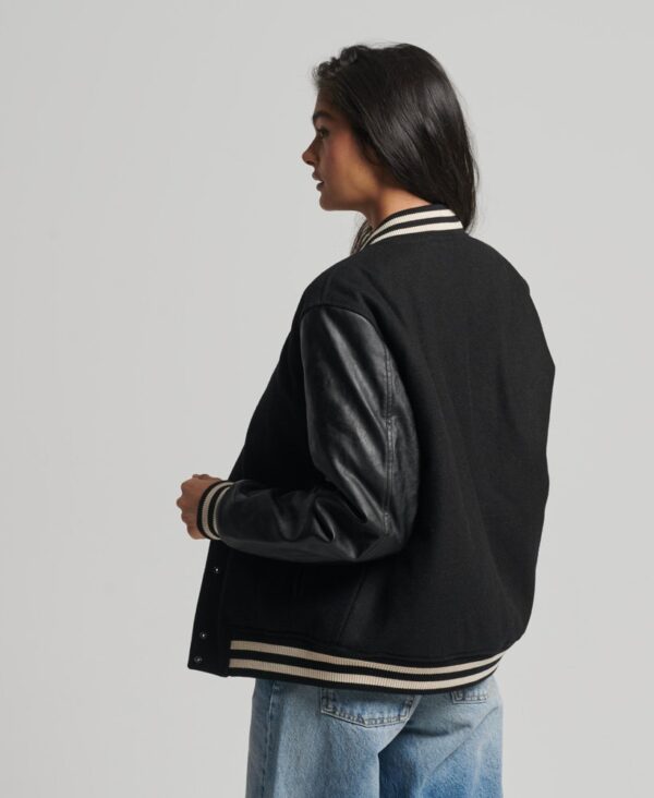 Elegant Satin College Bomber Jacket