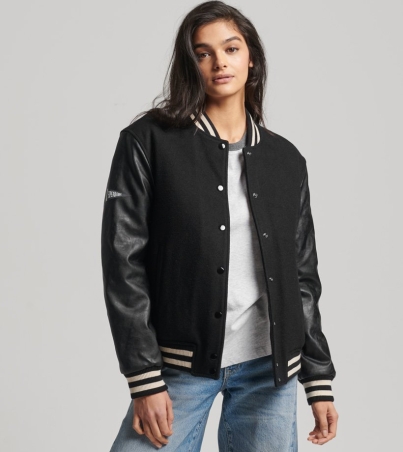 Elegant Satin College Bomber Jacket