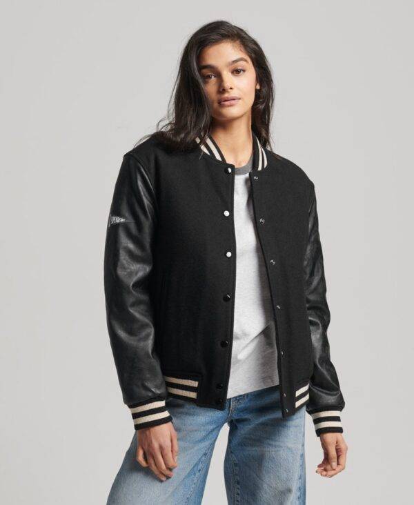 Elegant Satin College Bomber Jacket