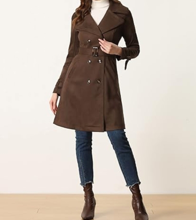 Suede Strap Trench Coat