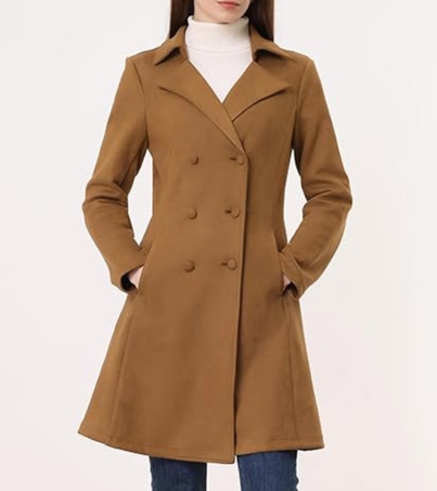 Women's Faux Suede Double-Breasted Trench Coat